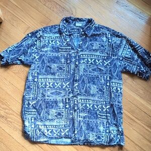 SALE - Go Barefoot Cotton Purple Button Down Short Sleeve Shirt SZ L